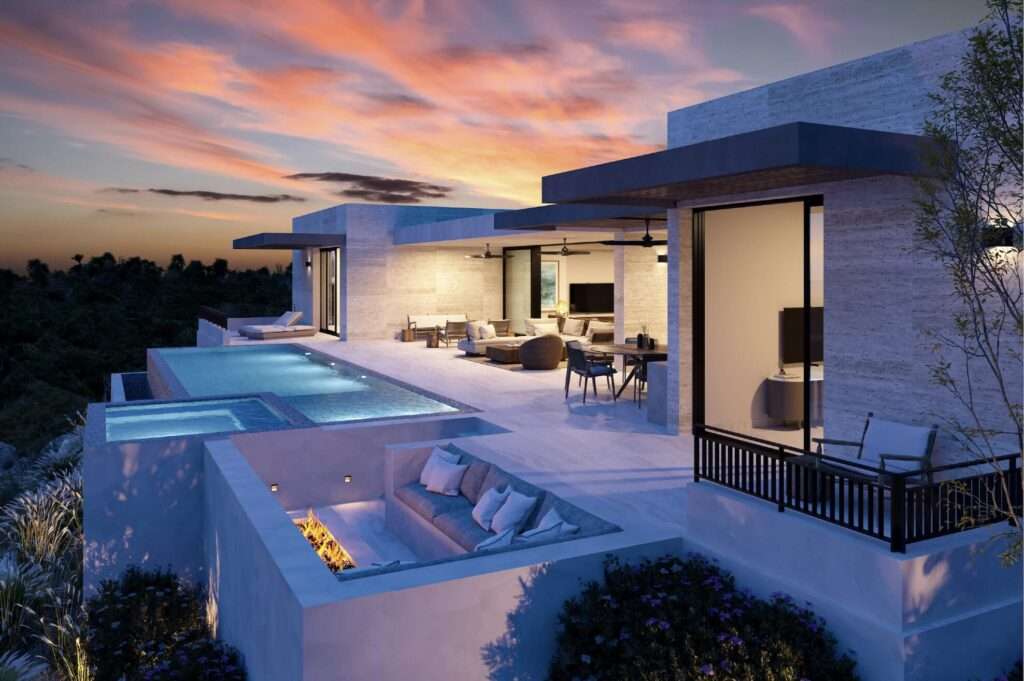 Querencia Section 1- Las Colinas A true one-of-one, The Nivel Estate is a bold architectural statement where scale, craftsmanship, and innovation converge. Spanning 18,000 square feet of seamless indoor-outdoor living, the home was recently featured in The Wall Street Journal. Perched atop Querencia Golf and Beach Club, it commands sweeping 270-degree for sale