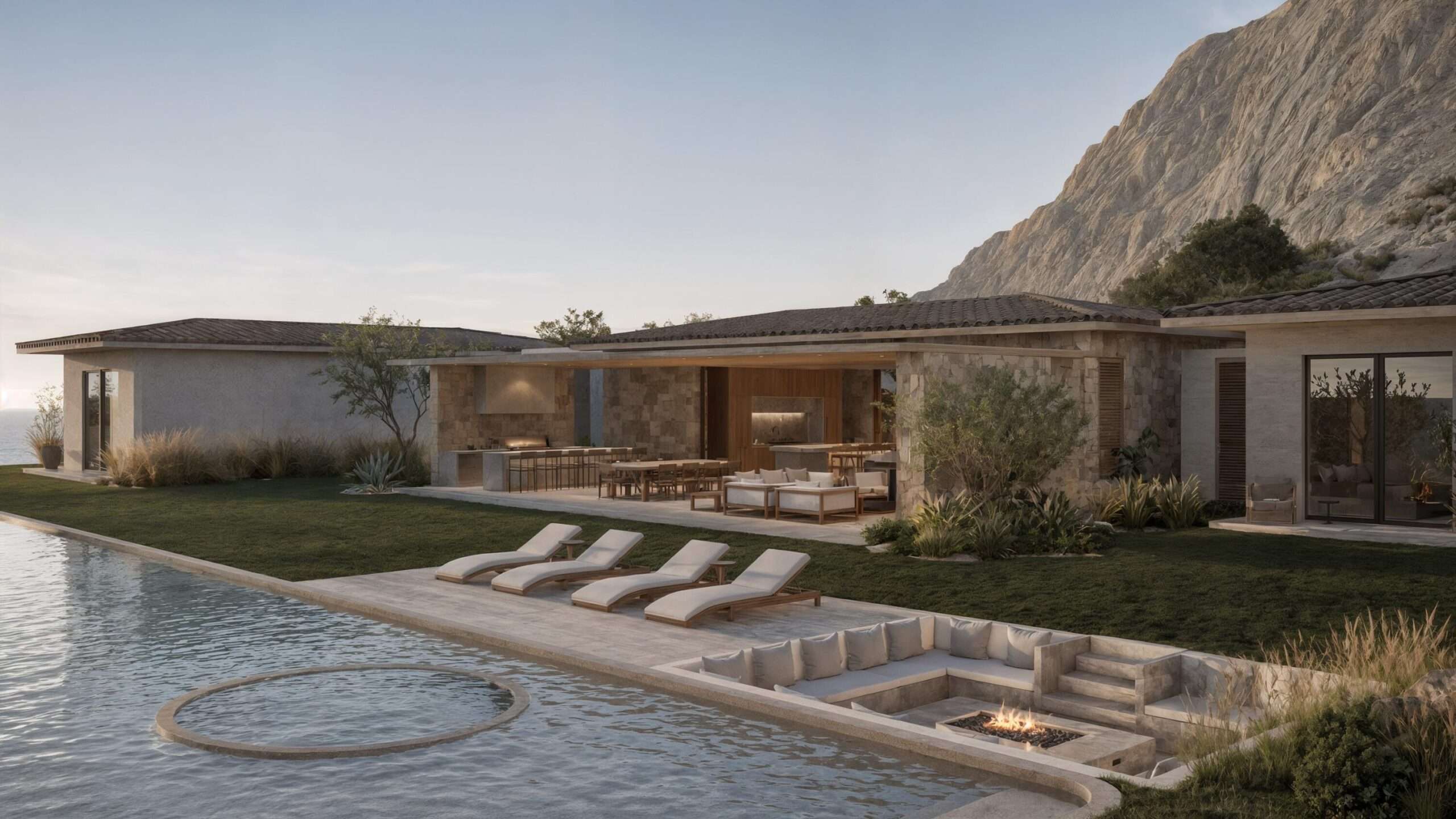 Querencia Section 14- El Campo Nestled within Querencia's exclusive El Campo enclave, overlooking the 7th hole of the Tom Fazio course, El Campo 4 captures the essence of elevated Baja living. Designed and built by Sepúlveda Arquitectos SC, a renowned multidisciplinary firm based in Mexico City, the residence blends contemporary design with warmth and sophistication.This five-bedroom home--including a private detached casita--offers 4,456 sq. ft. of air-conditioned space, where indoor and outdoor living flow effortlessly together. Expansive glass walls open to a covered terrace with an infinity-edge pool, outdoor kitchen, and serene water feature. From this privileged setting, enjoy panoramic golf and mountain – El Campo 4, San Jose Corridor, BS